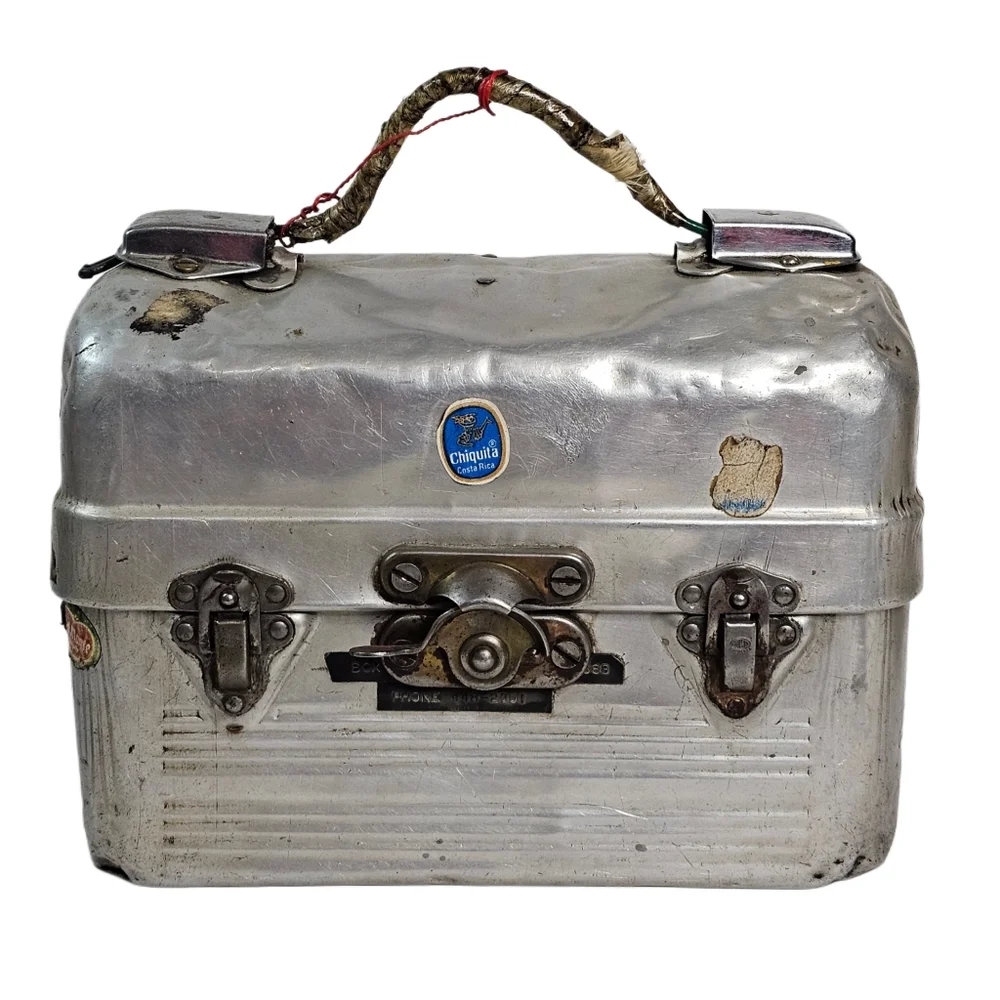 Vintage Non-Rust Sani Kit Aluminum Coal Miner's Lunch Box Pail Bucket Dome Top